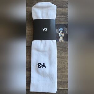 Adidas Y-3 Yohji Yamamoto Stripe White/Black Crew Socks with Black Logo Medium